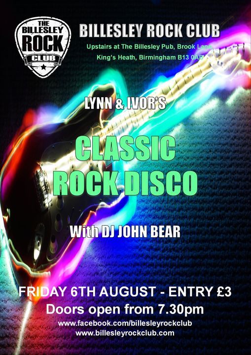 Lynn & Ivor's Classic Rock Disco with DJ Bear - Doors open 8pm  - Entry \u00a33 on the door