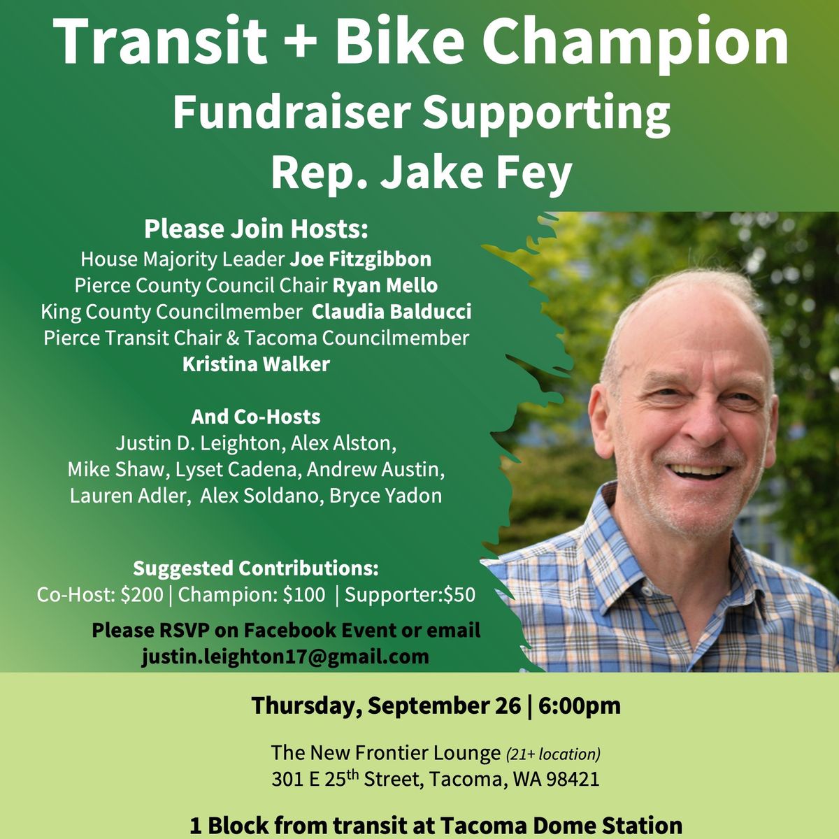 Transit + Bike Champion Fundraiser Supporting Rep. Jake Fey