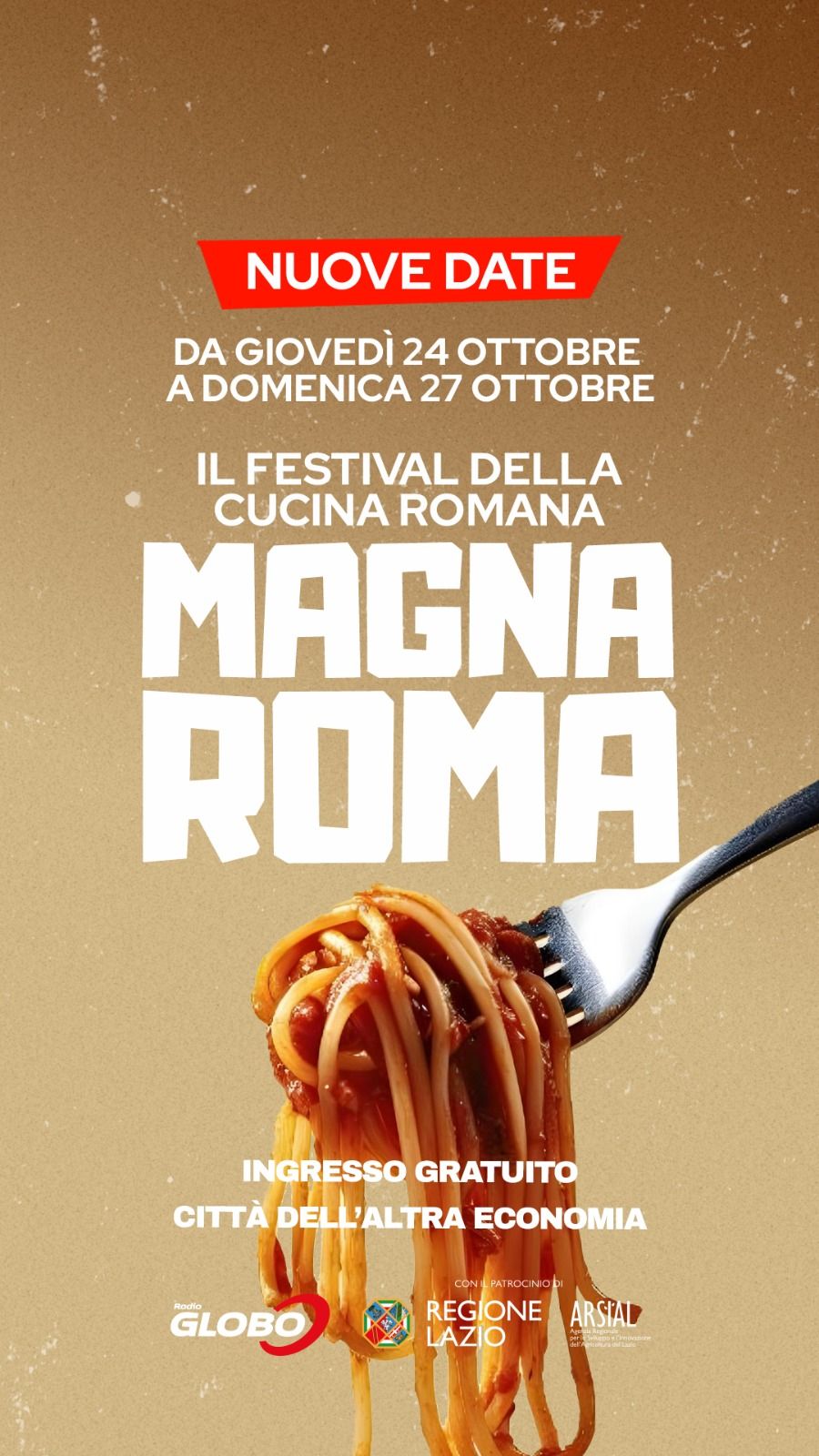 NUOVE DATE \u2022 24\/27 OTTOBRE \u2022 MAGNA ROMA \u2013 Il Festival della Cucina Romana 