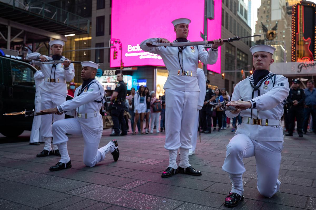 Ceremonial Guard performs in Times Square