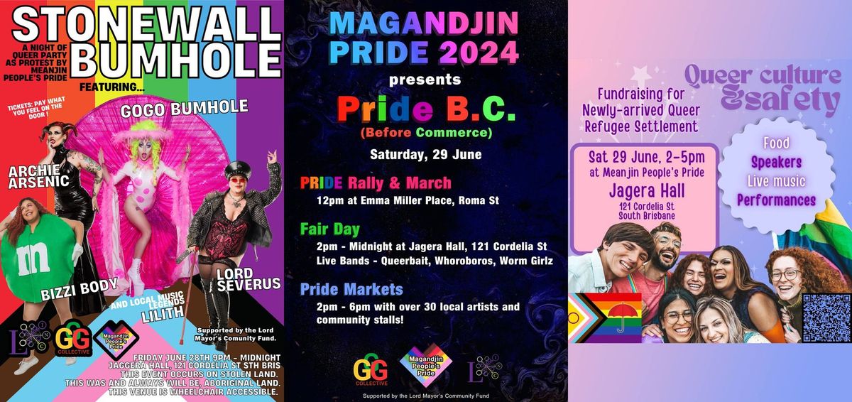 PRIDE BC - Friday: "STONEWALL BUMHOLE" Party - Saturday: Rally & March, Stonewall Pride Fair & Party