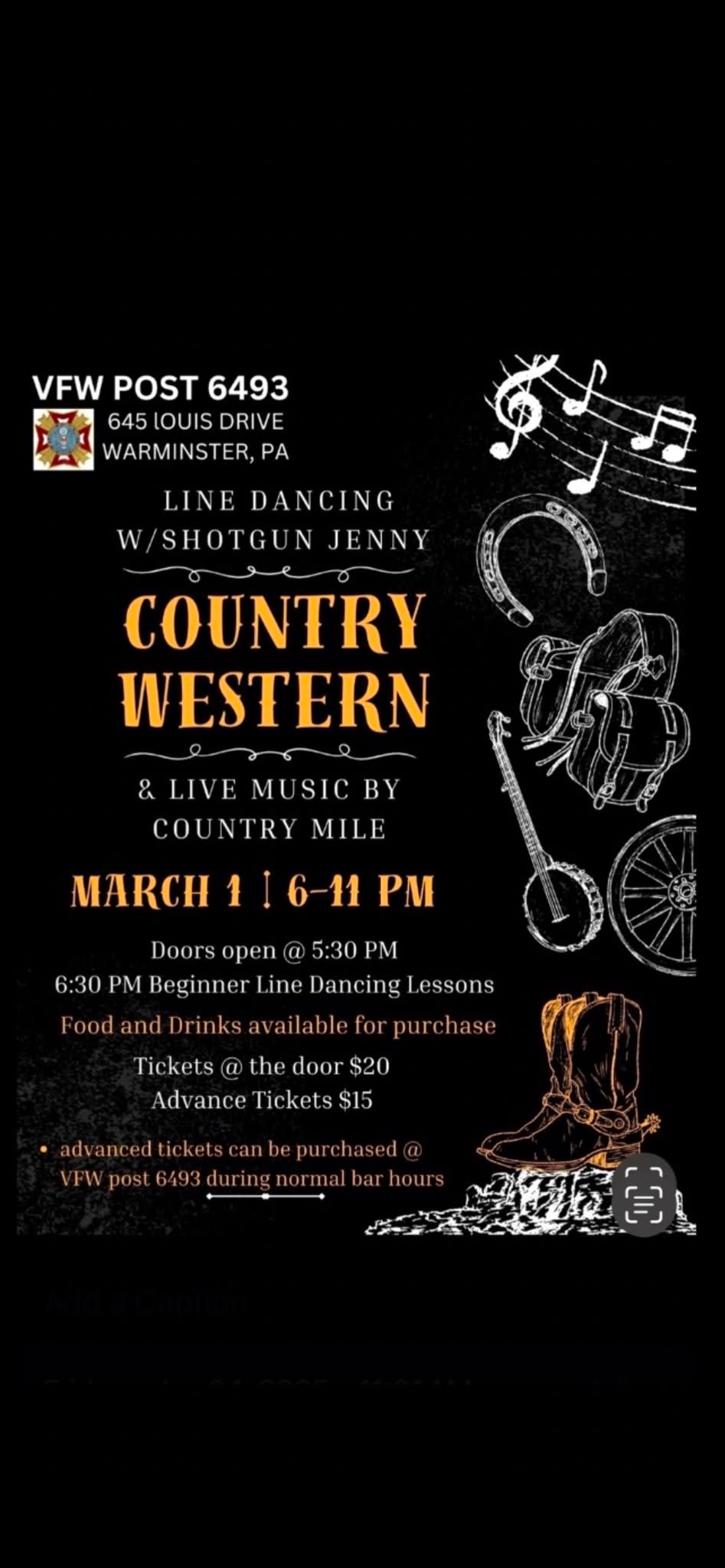 COUNTRY NIGHT! Live music & line dancing with The Country Mile Band & Shotgun Jenny