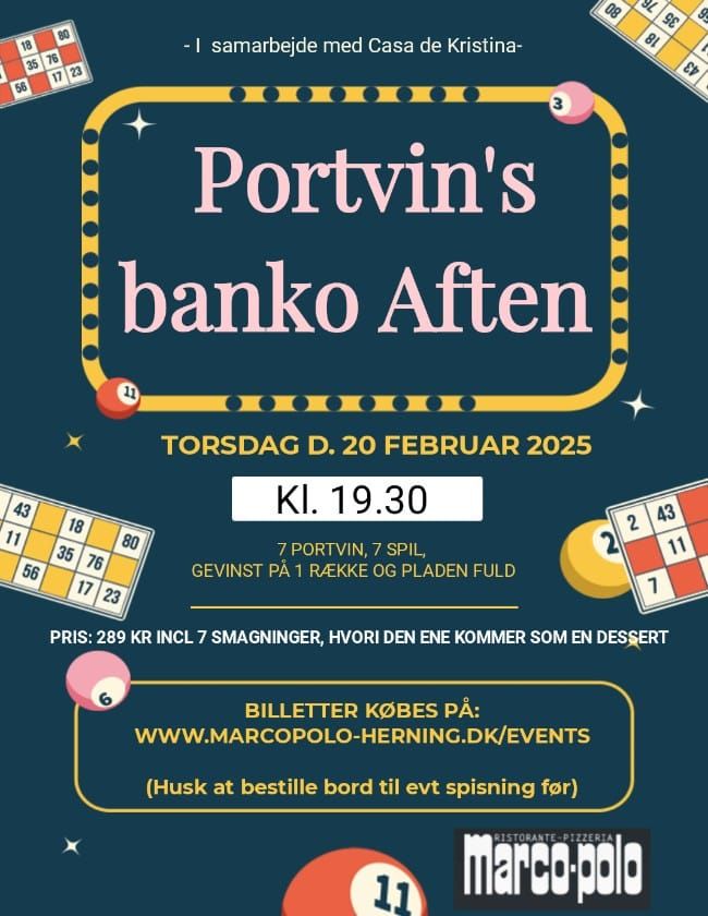 Portvin's Banko Aften med gevinster