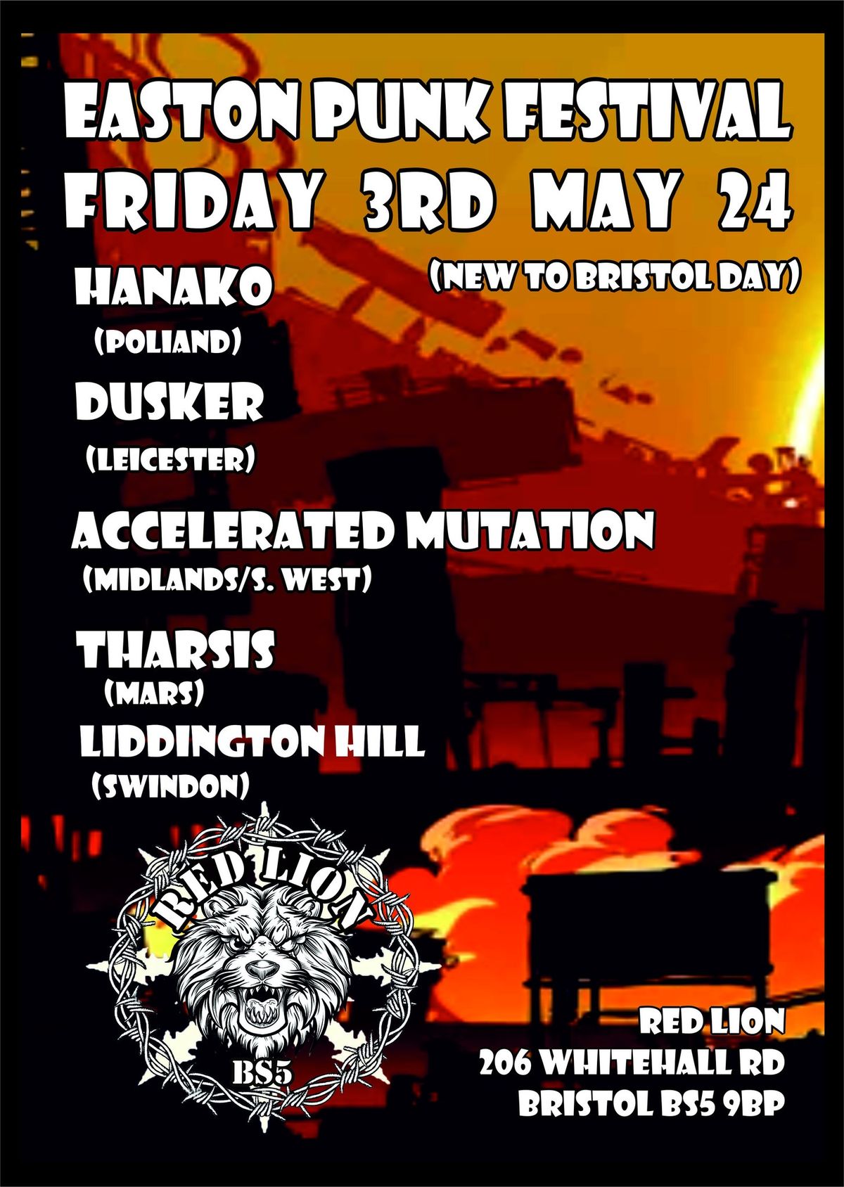Easton Punk Festival - FRIDAY RED LION - New bands to Bristol
