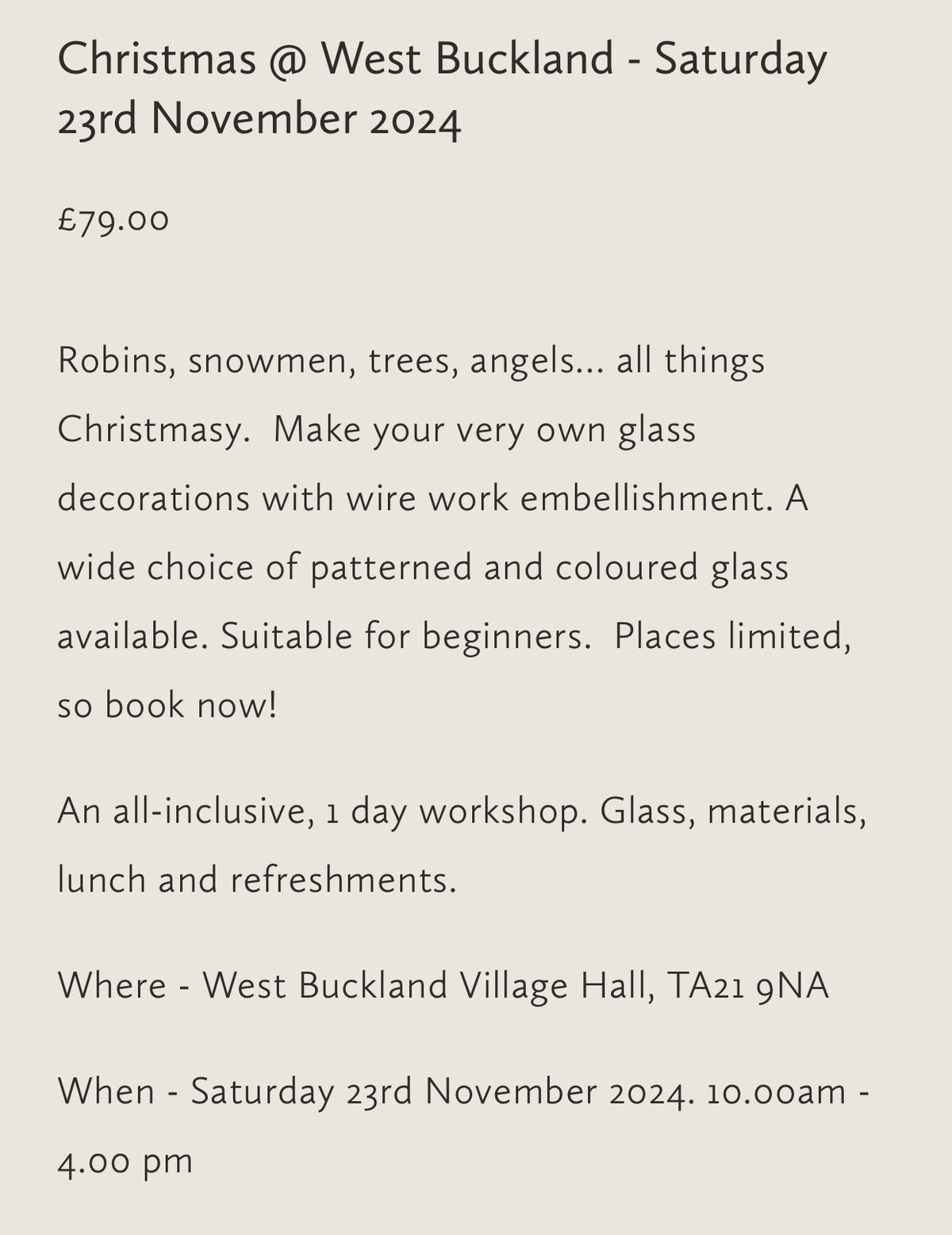 Christmas Glass Workshop