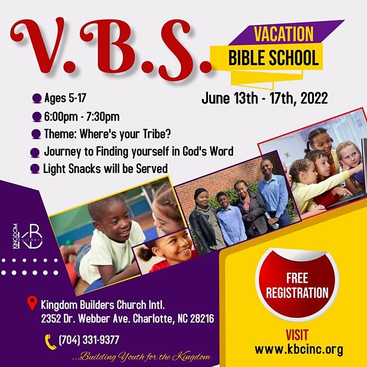Vacation Bible School, 2352 Dr ber Ave, Charlotte, 13 June to 17 June