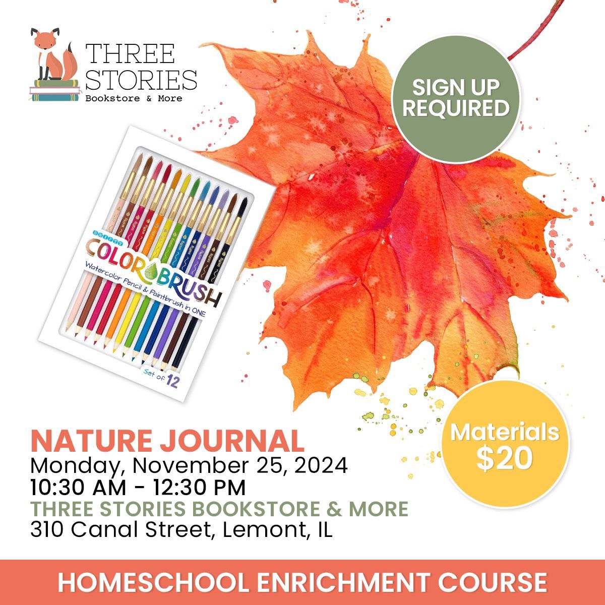 Homeschool Enrichment Course - Nature Journals (Water Colored Pencils) 