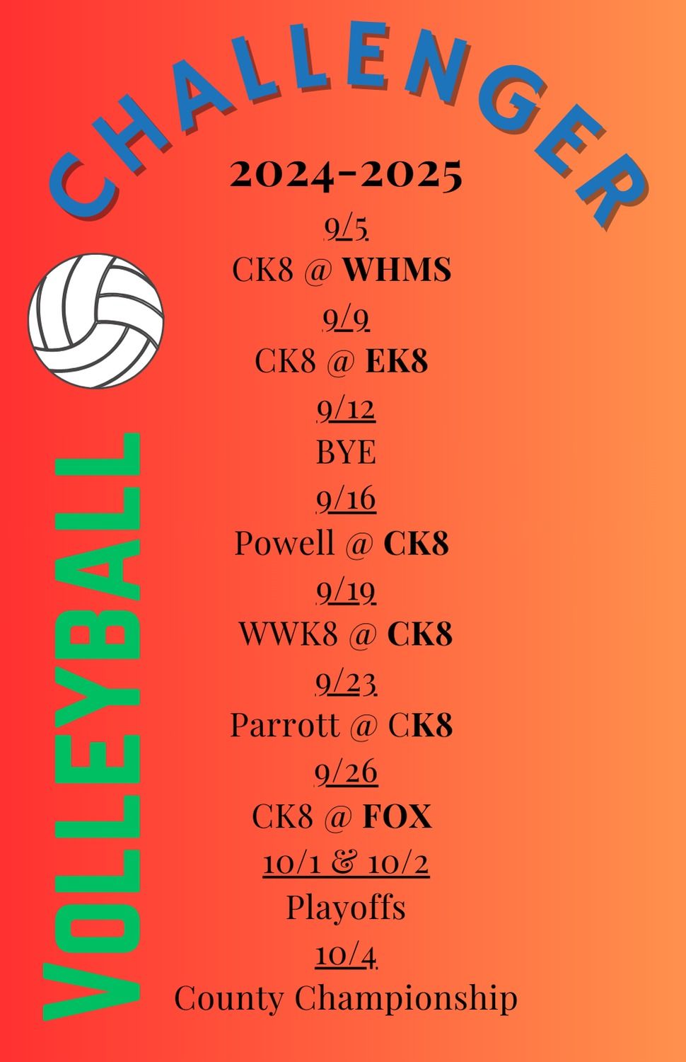 CK8 Volleyball \ud83c\udfd0 vs D.S. Parrott MS