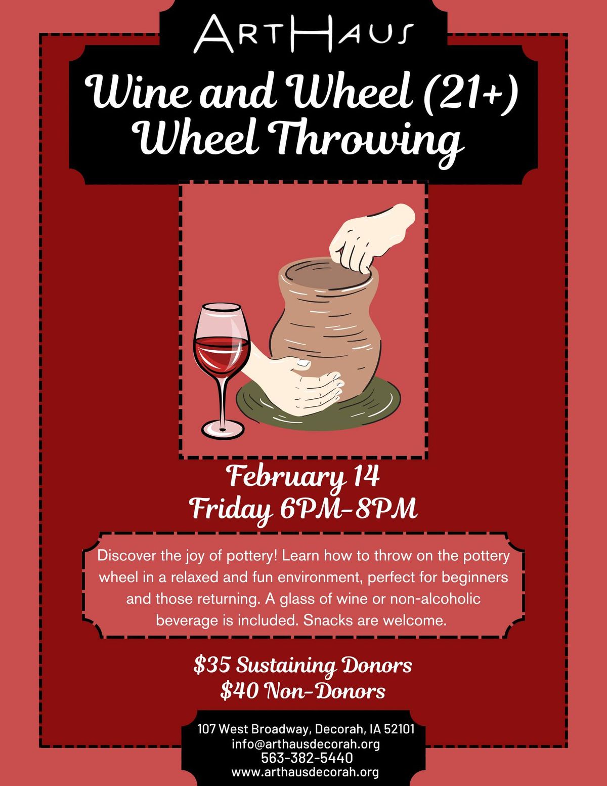 Wine and Wheel (21+) Wheel Throwing