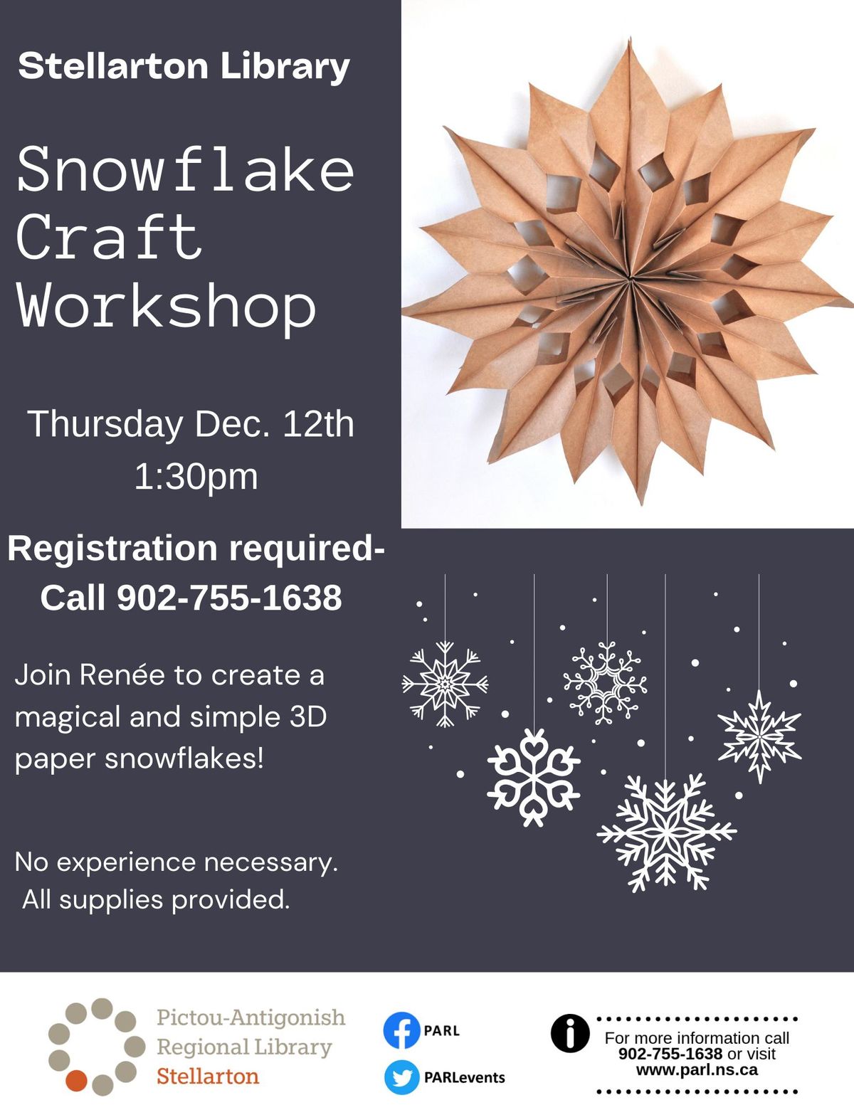 Make a Paper Snowflake, with Ren\u00e9e (*registration required) - Stellarton