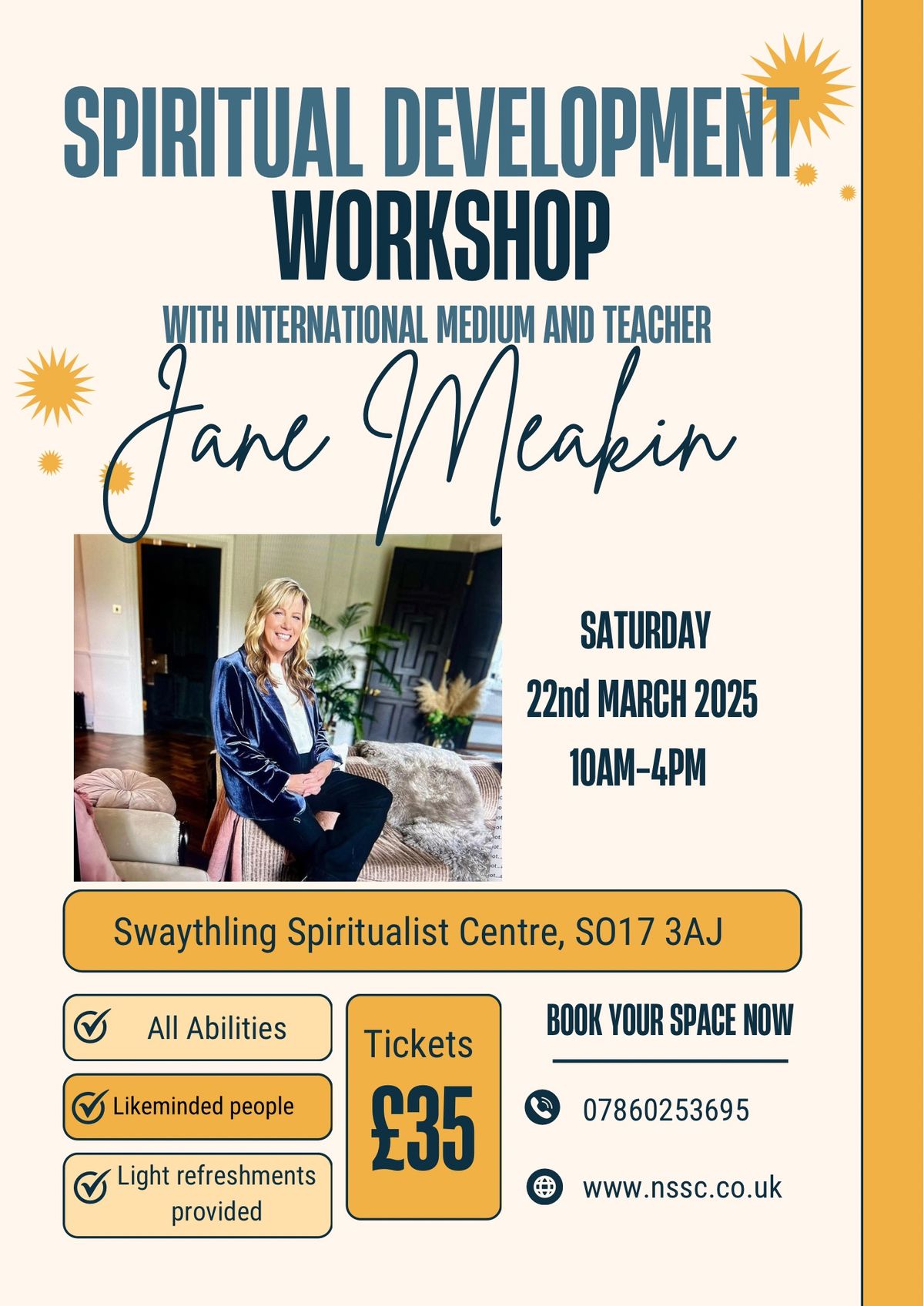 Spiritual Development Workshop with International Medium and Teacher - Jane Meakin. 