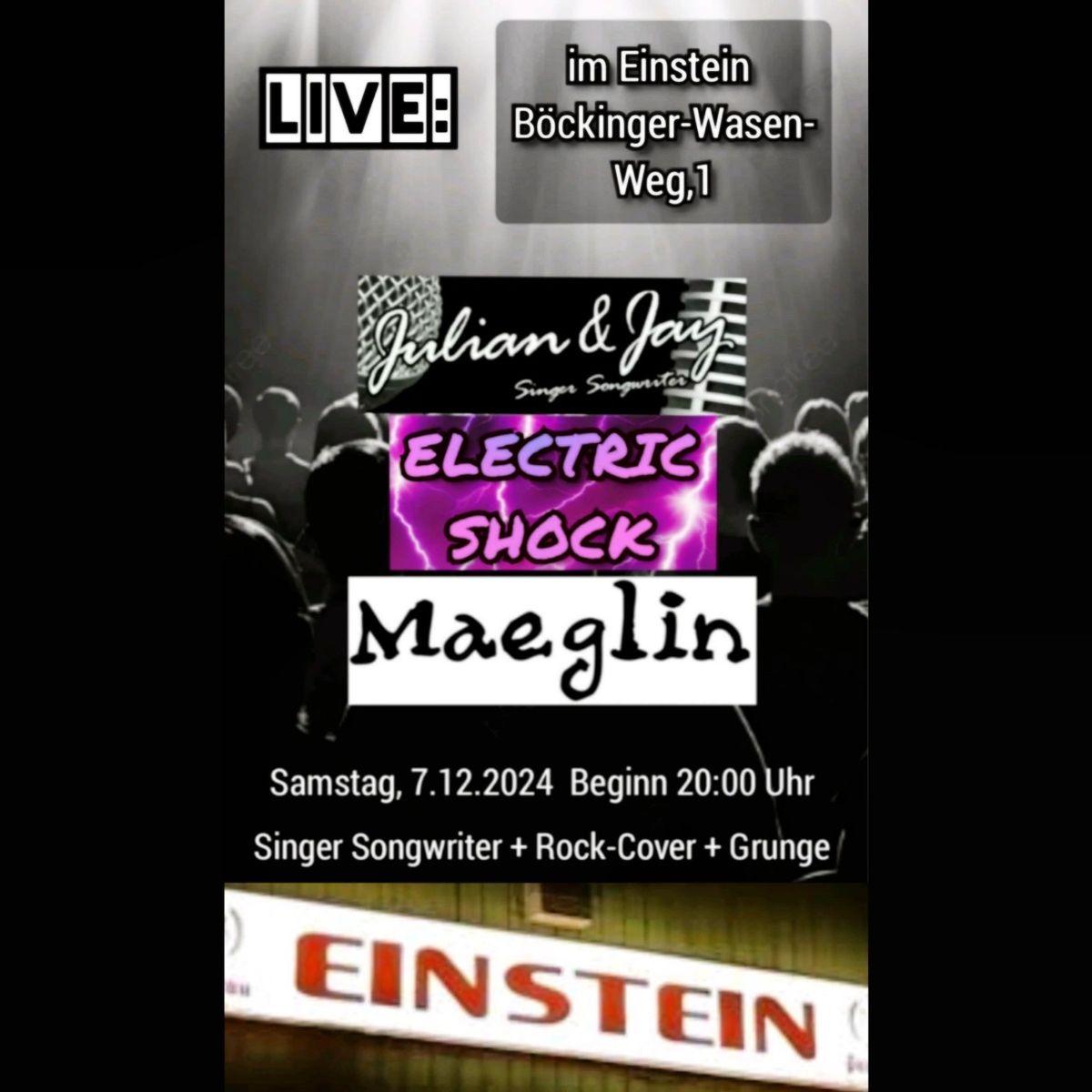 Einstein Live ! mit julian.und.jay , Electric Shock, Maeglin 