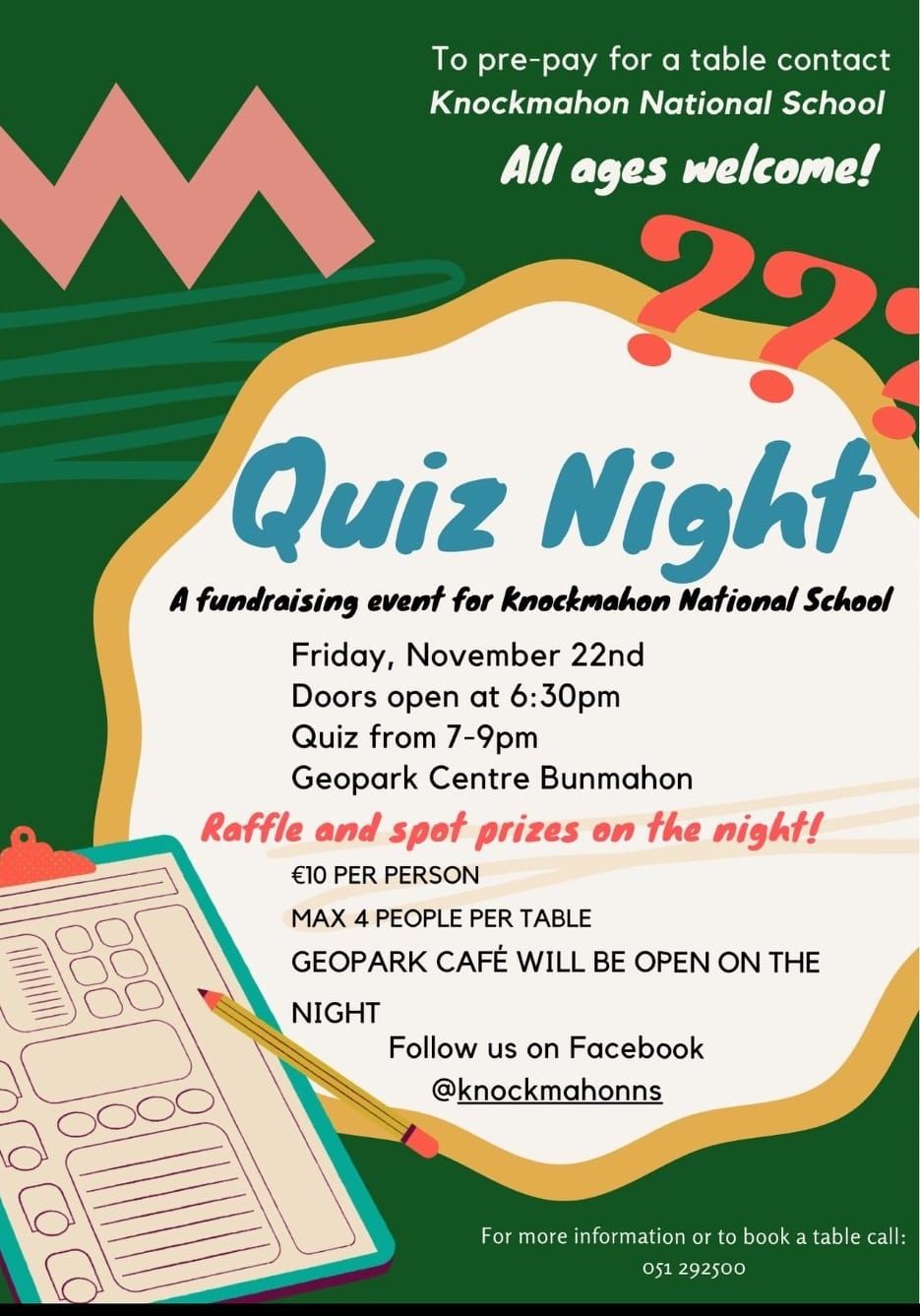 Knockmahon NS Table Quiz Fundraiser