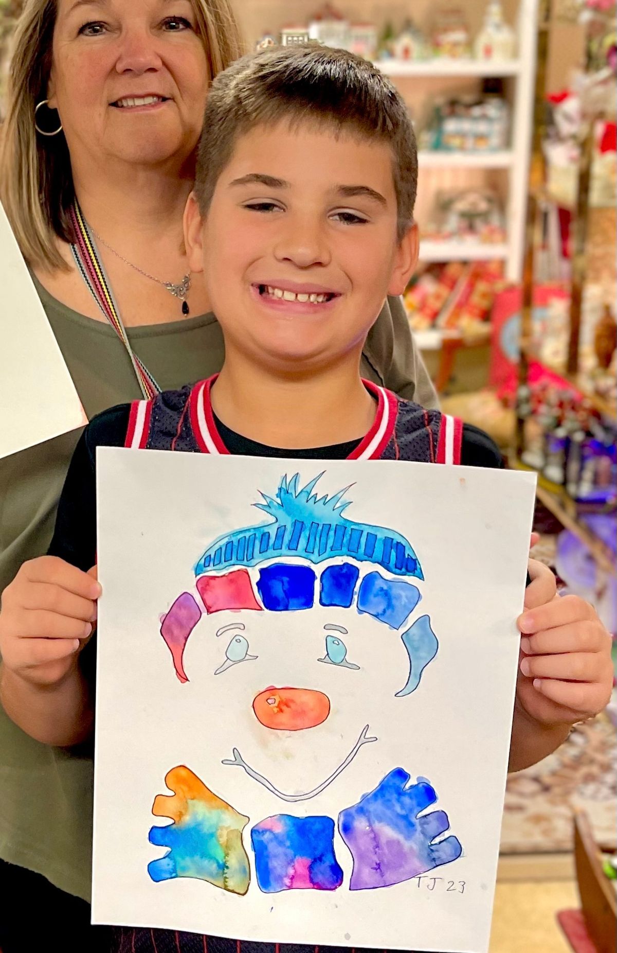 FRIENDLY SNOWMAN :: Mommy and Me watercolor