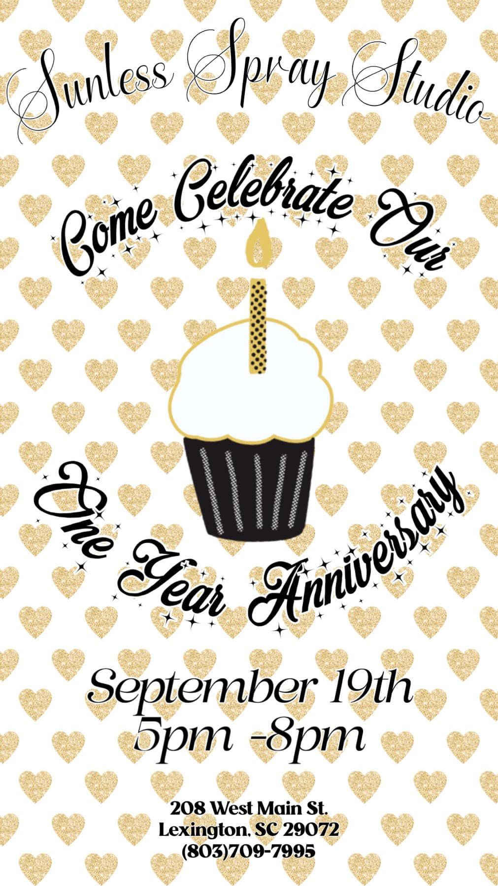 Join Us for Our 1-Year Anniversary Celebration at Sunless Spray Studio!