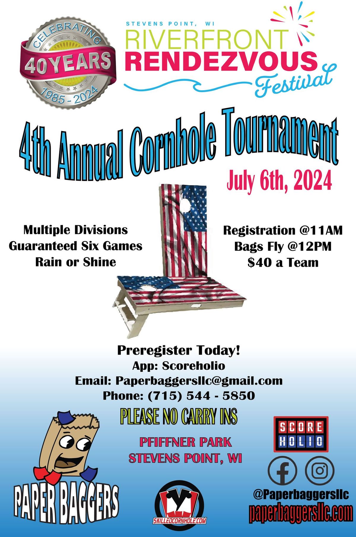 4th Annual Riverfront Rendezvous Cornhole Tournament 