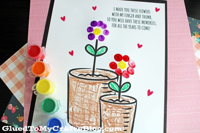 Fingerprint Flowers Day Craft