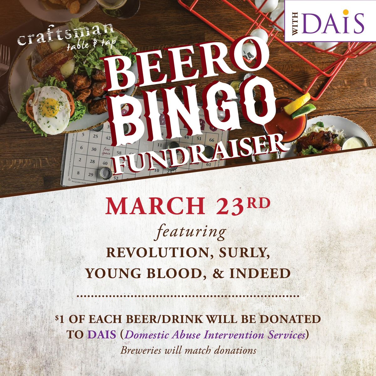 Beero Bingo: special DAIS Fundraiser w\/ Surly, Revolution, Young Blood, and Indeed Brewing