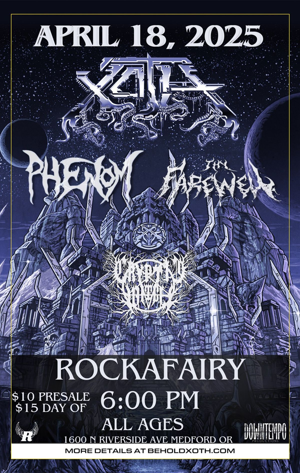 Xoth with support from Phenom, Thy Farewell and Criptid Witch at Rockafairy