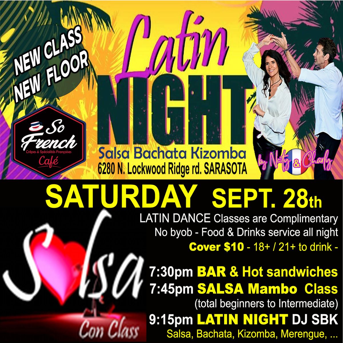 \ud83d\udd25\ud83d\udc83\ud83d\udd7aLatin Night + complimentary SALSA (Mambo on 1) Classes!