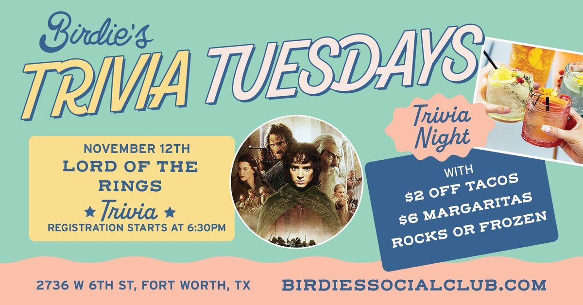 Lord of the Rings Trivia Night @ Birdie\u2019s Social Club