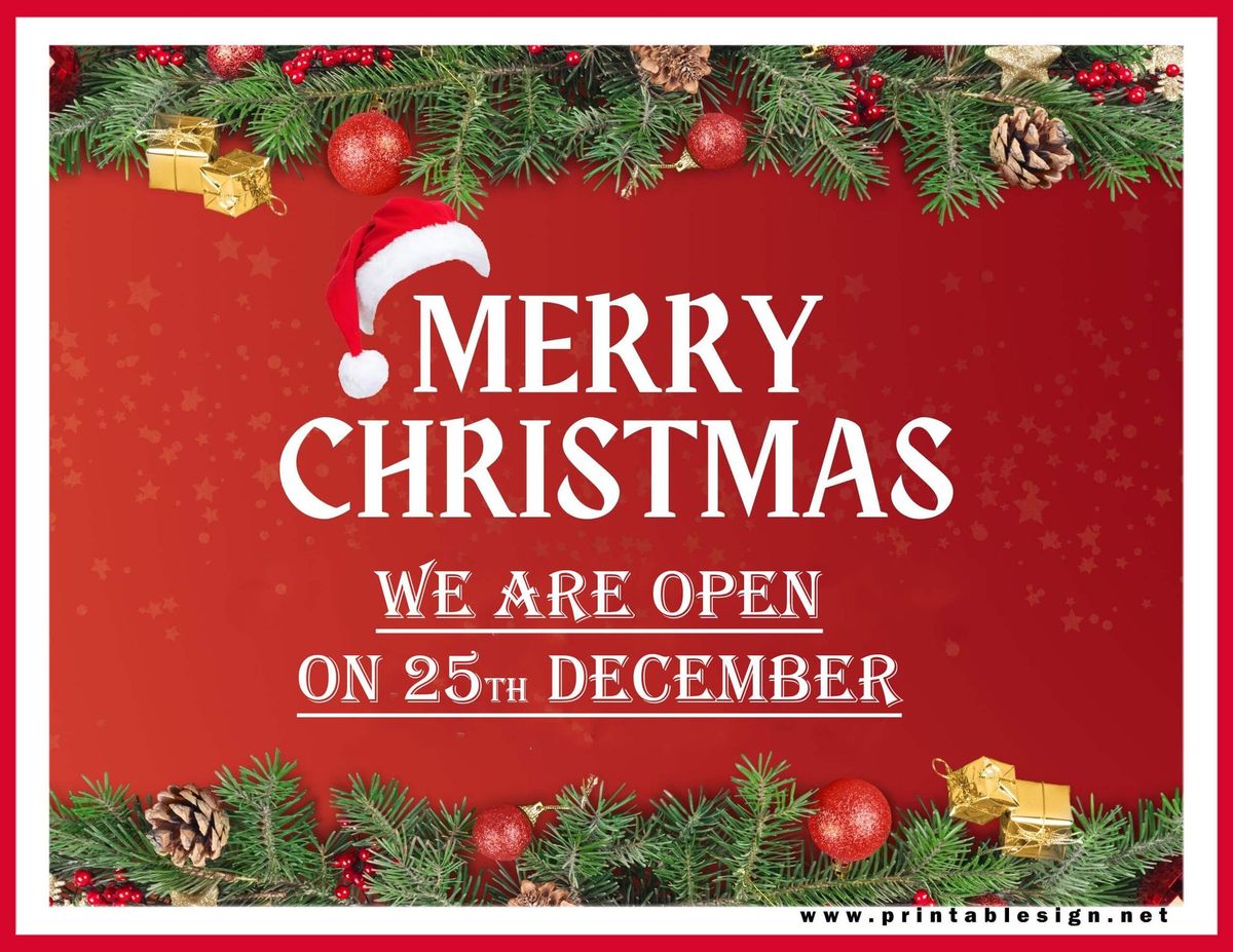 OPEN CHRISTMAS DAY 10-3ISH Football on