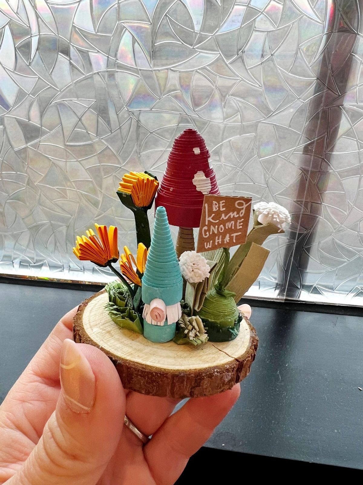 Quilled 3D Woodland Gnome & Mushroom with See Lang Design