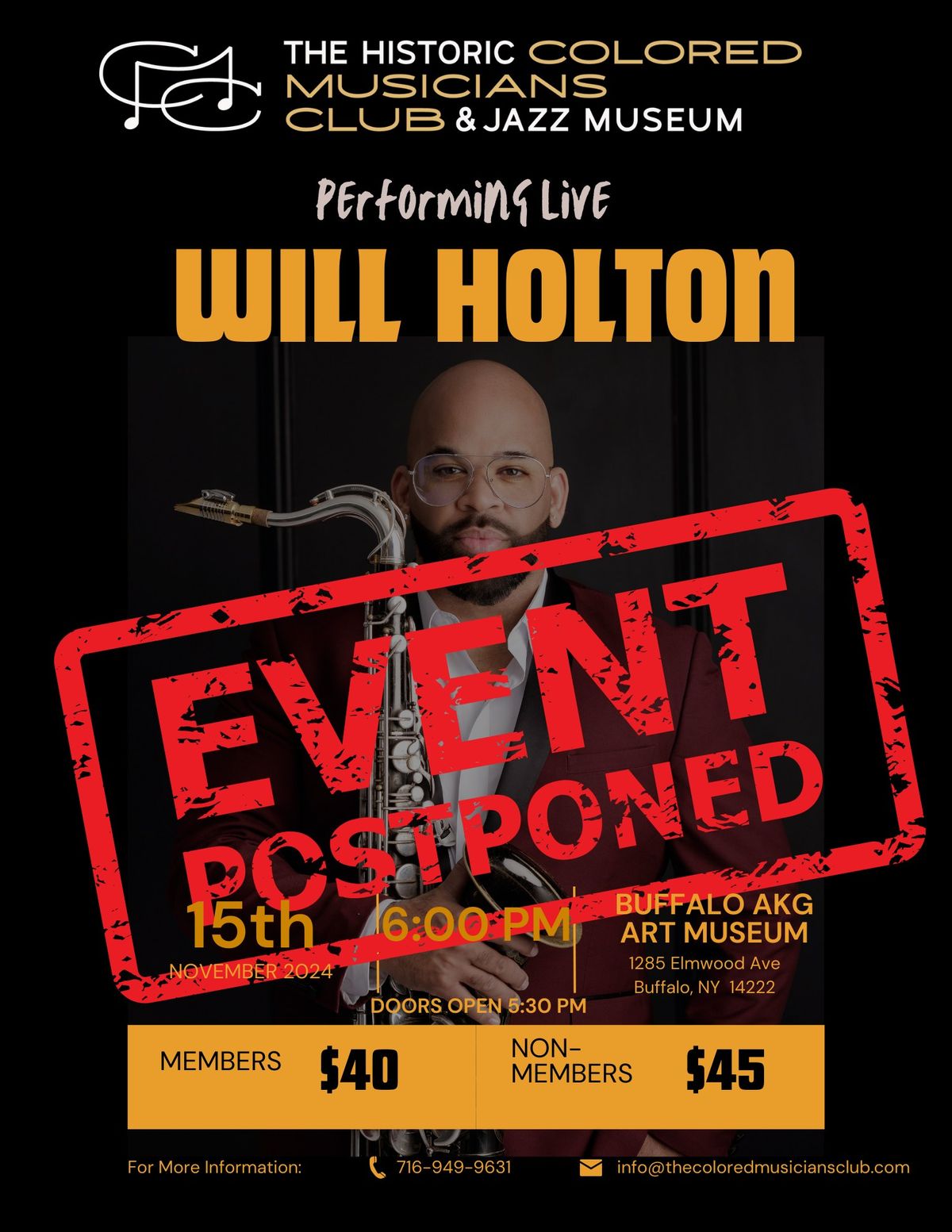 The Historic Colored Musicians Club presents Will Holton PERFORMING LIVE @ the AKG