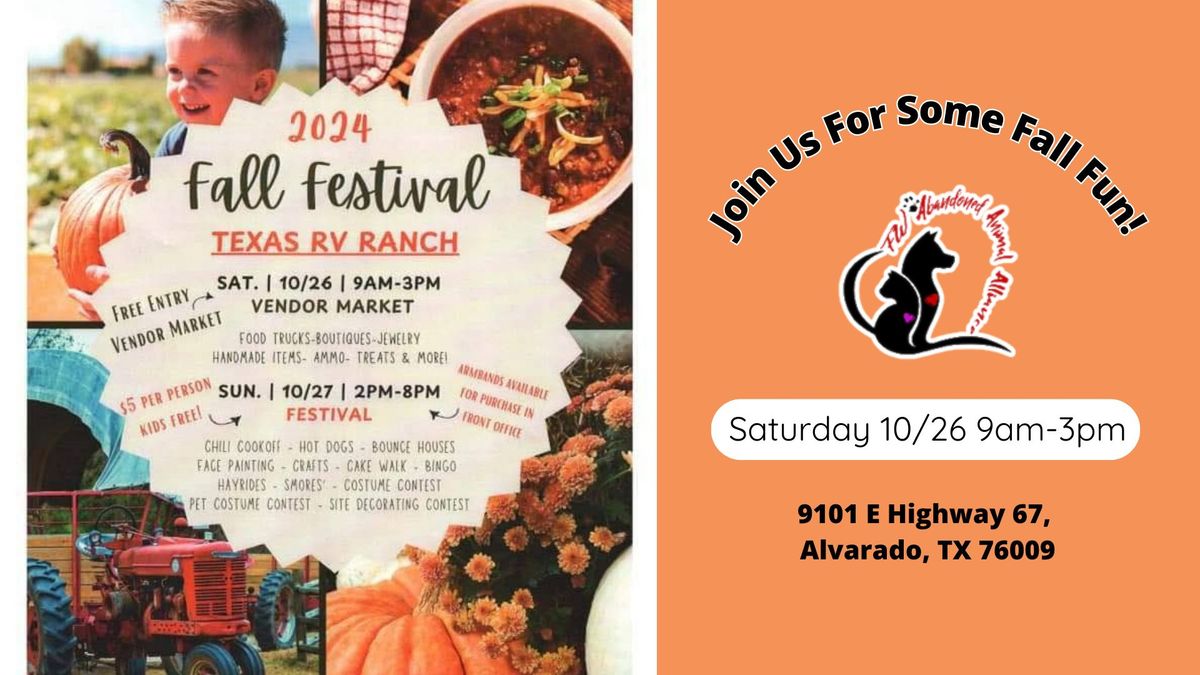 FWAAA @ TX RV Ranch Fall Festival Vendor Market