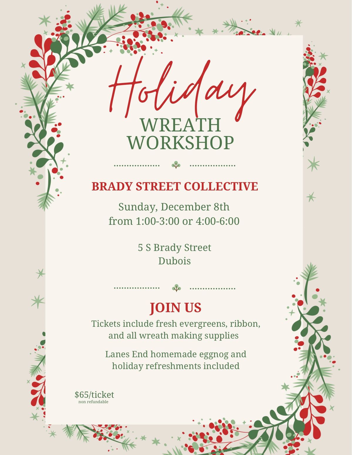 Fresh Evergreen Wreath Workshops with Meadow & Twilight Flower Farm 