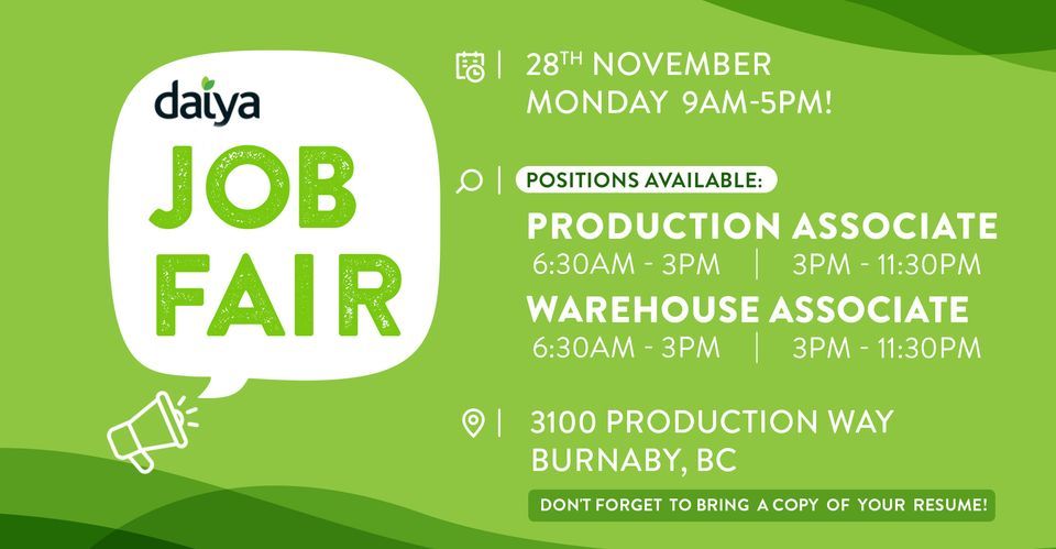 Daiya Foods: In-Person Hiring Fair