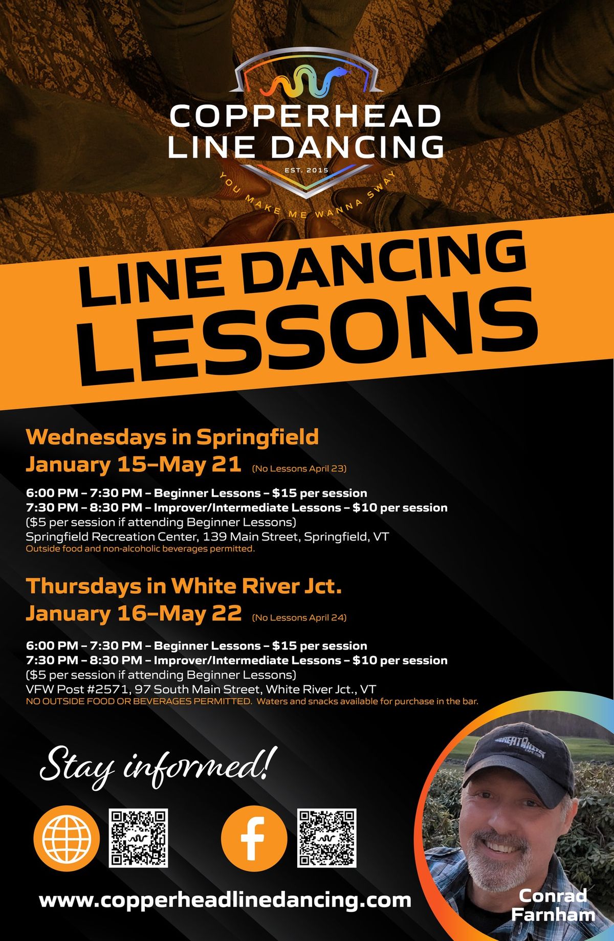 Beginner followed by Improver\/Intermediate Line Dancing Lessons