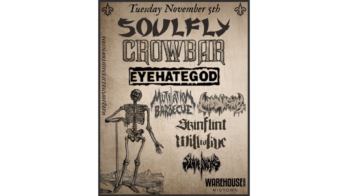 SOULFLY, CROWBAR at Warehouse Live Midtown Tuesday November 5, 2024