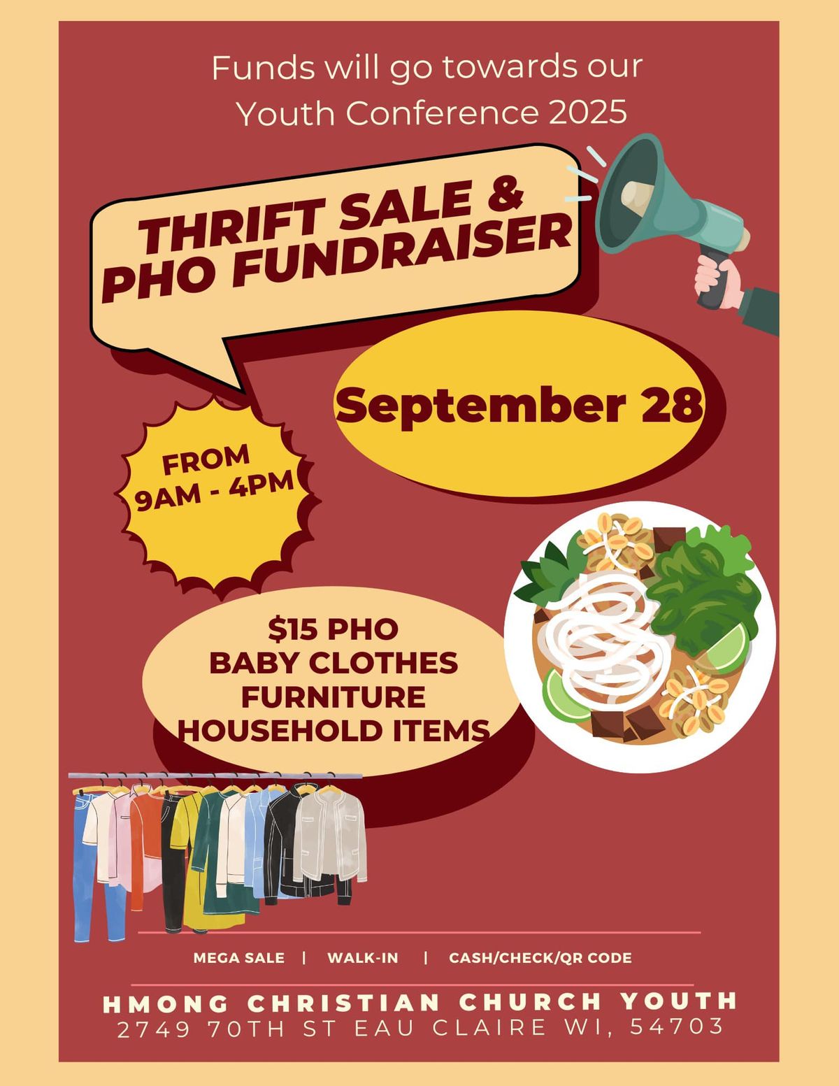 HCC Youth Group Thrift Sale + Pho Fundraiser