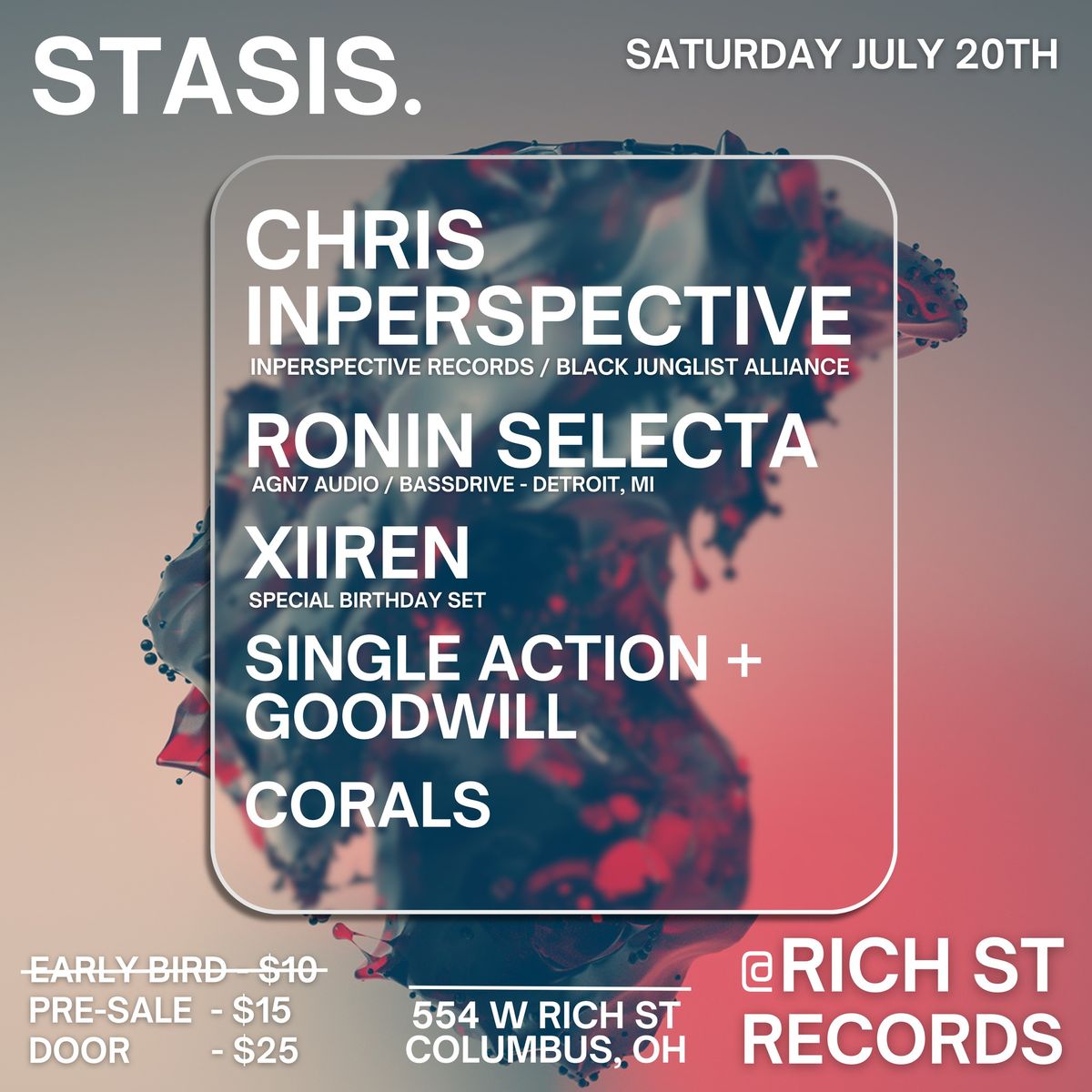Stasis July: w\/ Chris Inperspective and Ronin Selecta