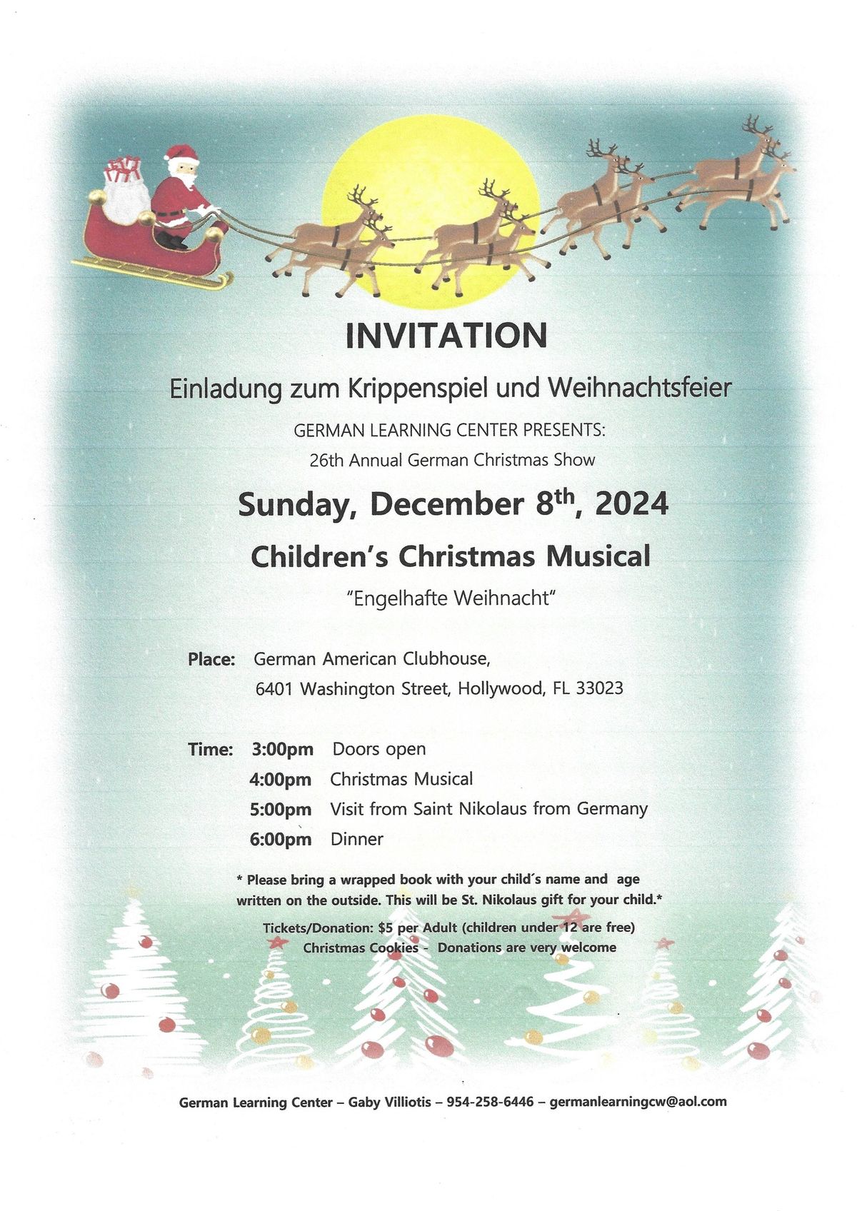 Invitation Annual Childrens Christmas Musical and Visit from Saint Nikolaus from Germany