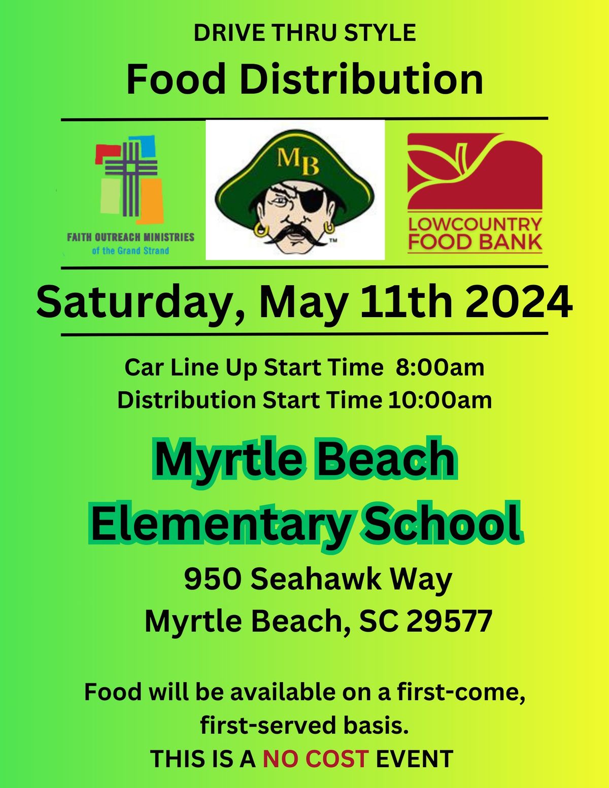 Myrtle Beach Elementary Monthly Food Distribution