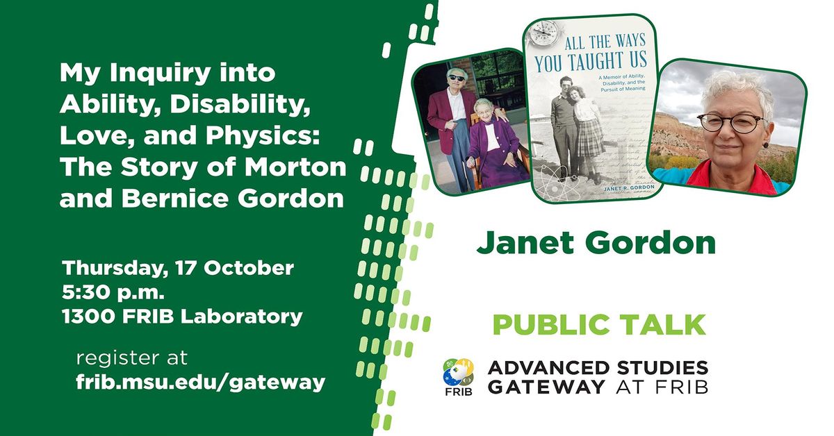 Free public talk: Janet Gordon - My Inquiry into Ability, Disability, Love, and Physics