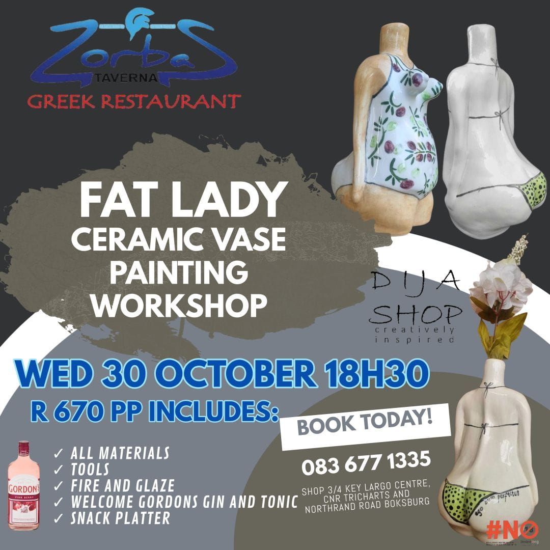 FAT LADY Ceramic Vase Painting