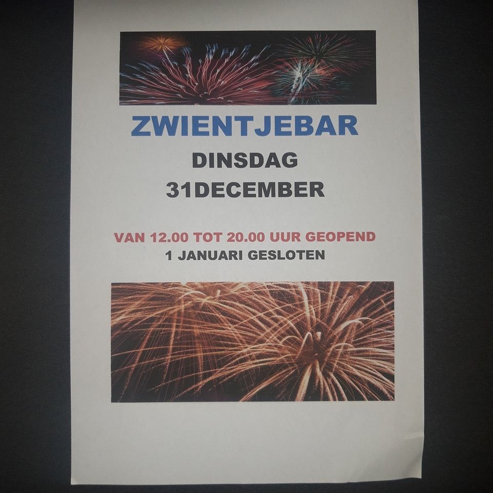 DINSDAG 31DECEMBER VAN 12.00 UUR TOT 20.00 UUR GEOPEND