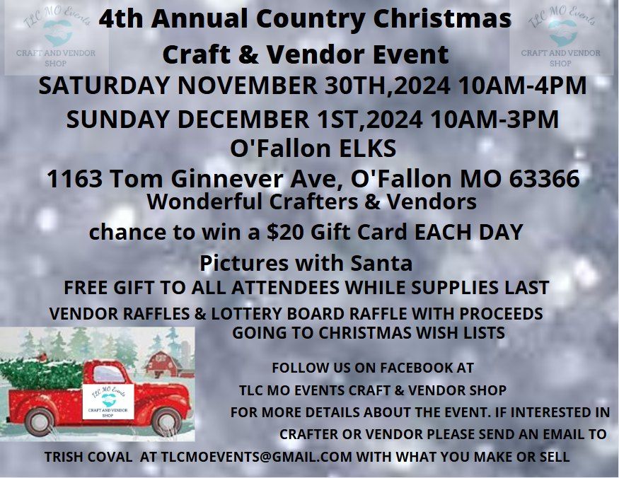 4TH ANNUAL COUNTRY CHRISTMAS CRAFT & VENDOR EVENT 