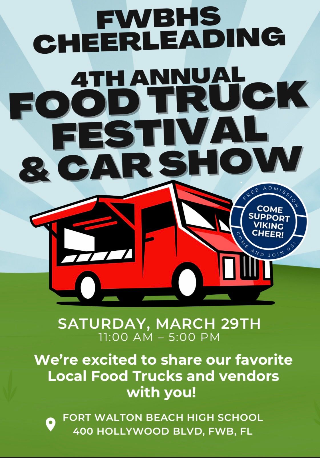 FWBHS CHEER 4th Annual Food Truck Festival and Car Show 