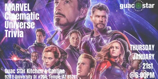 Marvel Cinematic Universe Trivia at Guac Star Kitchen and Cantina