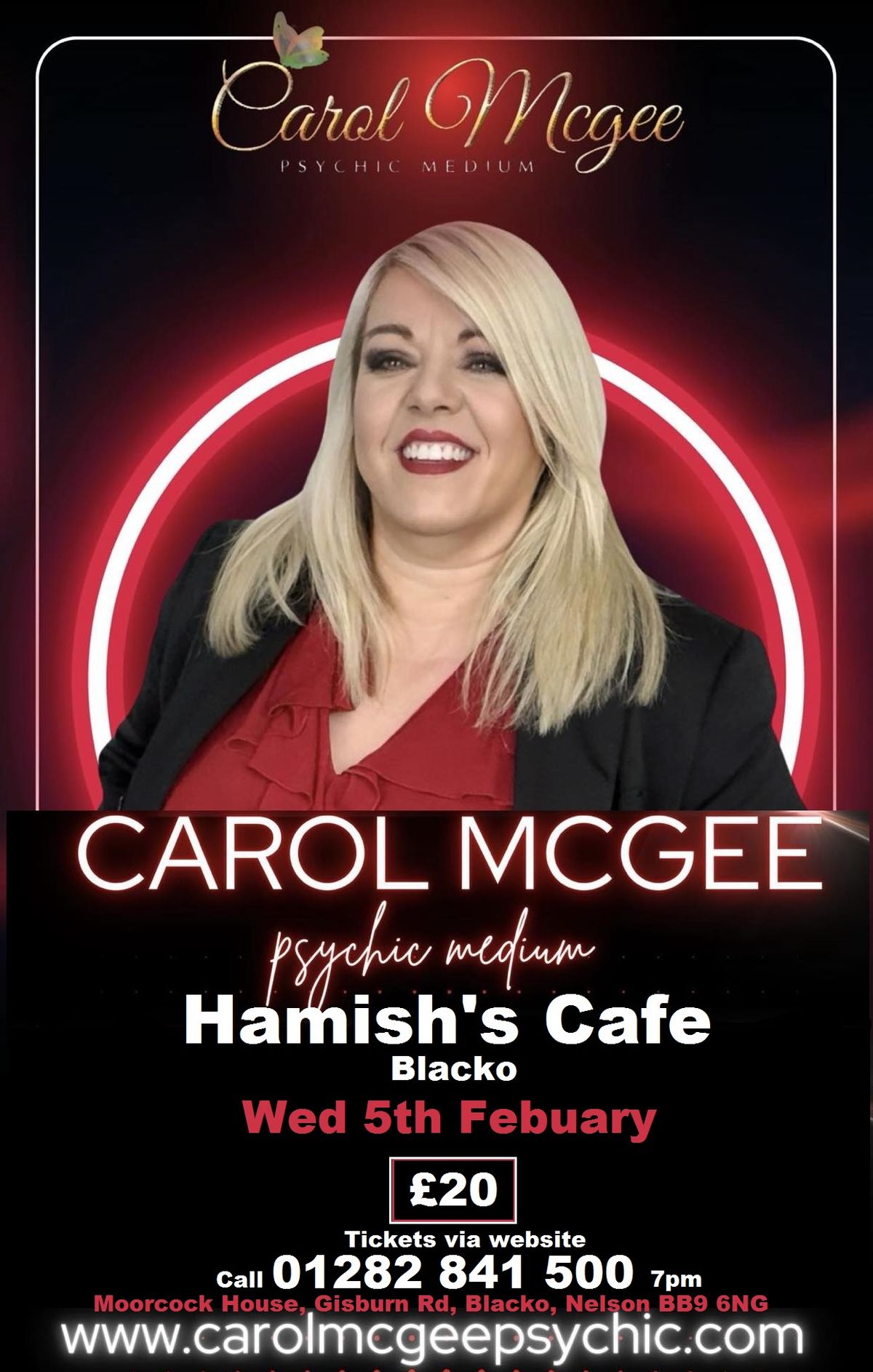 Carol McGee psychic medium Live in Blacko at Hamish's Cafe