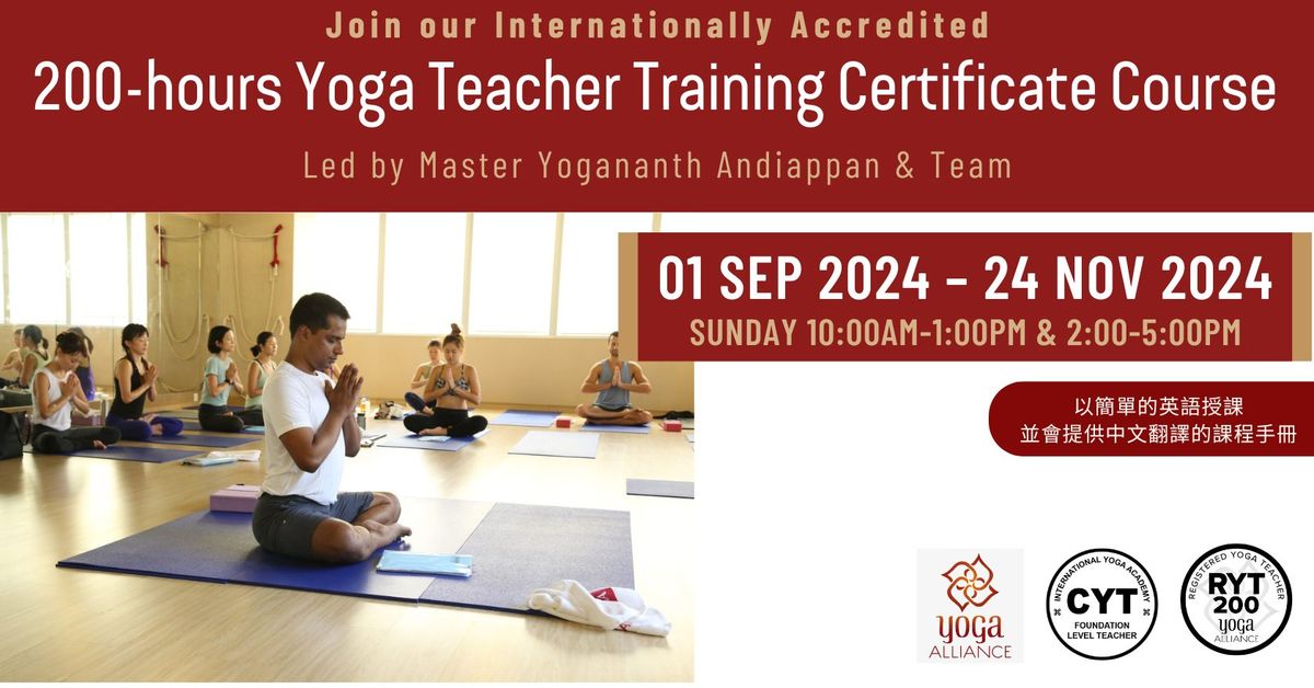 200-hours Yoga Teacher Training Certificate Course (1st September 2024 ~ 24th November 2024)