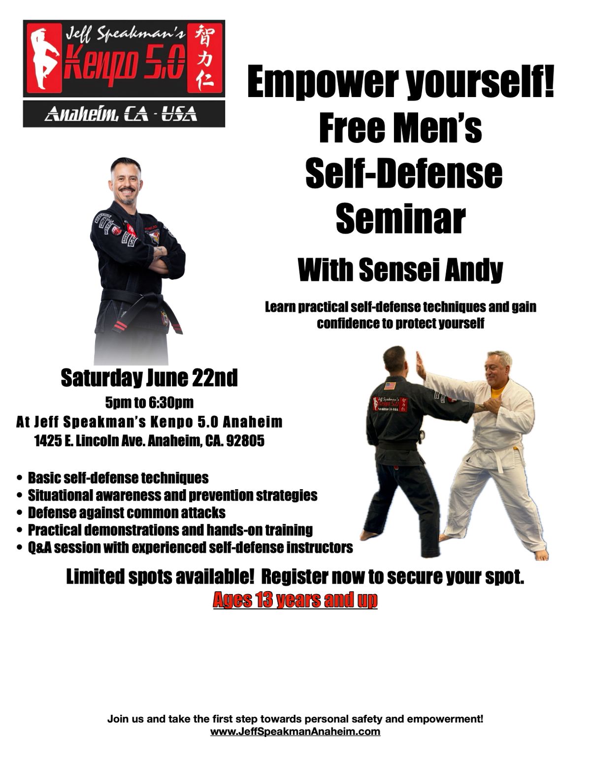 Free Men's Self-Defense Seminar
