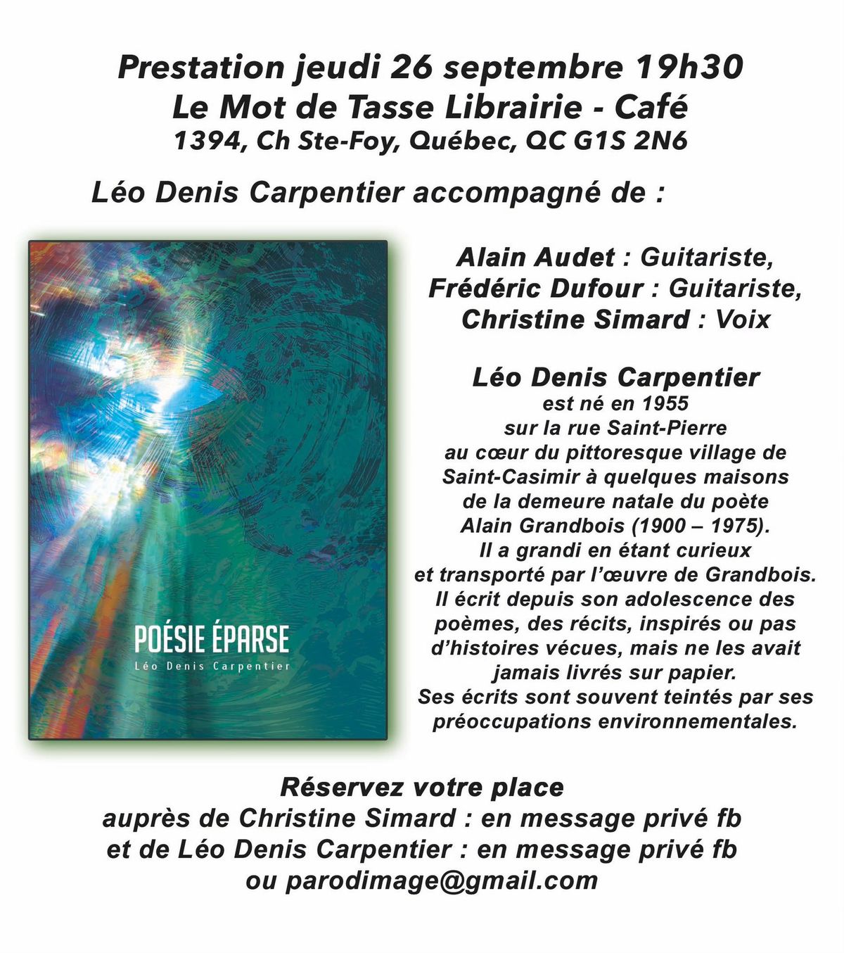 Po\u00e9sie\/Musique Le Mot de Tasse librairie - Caf\u00e9