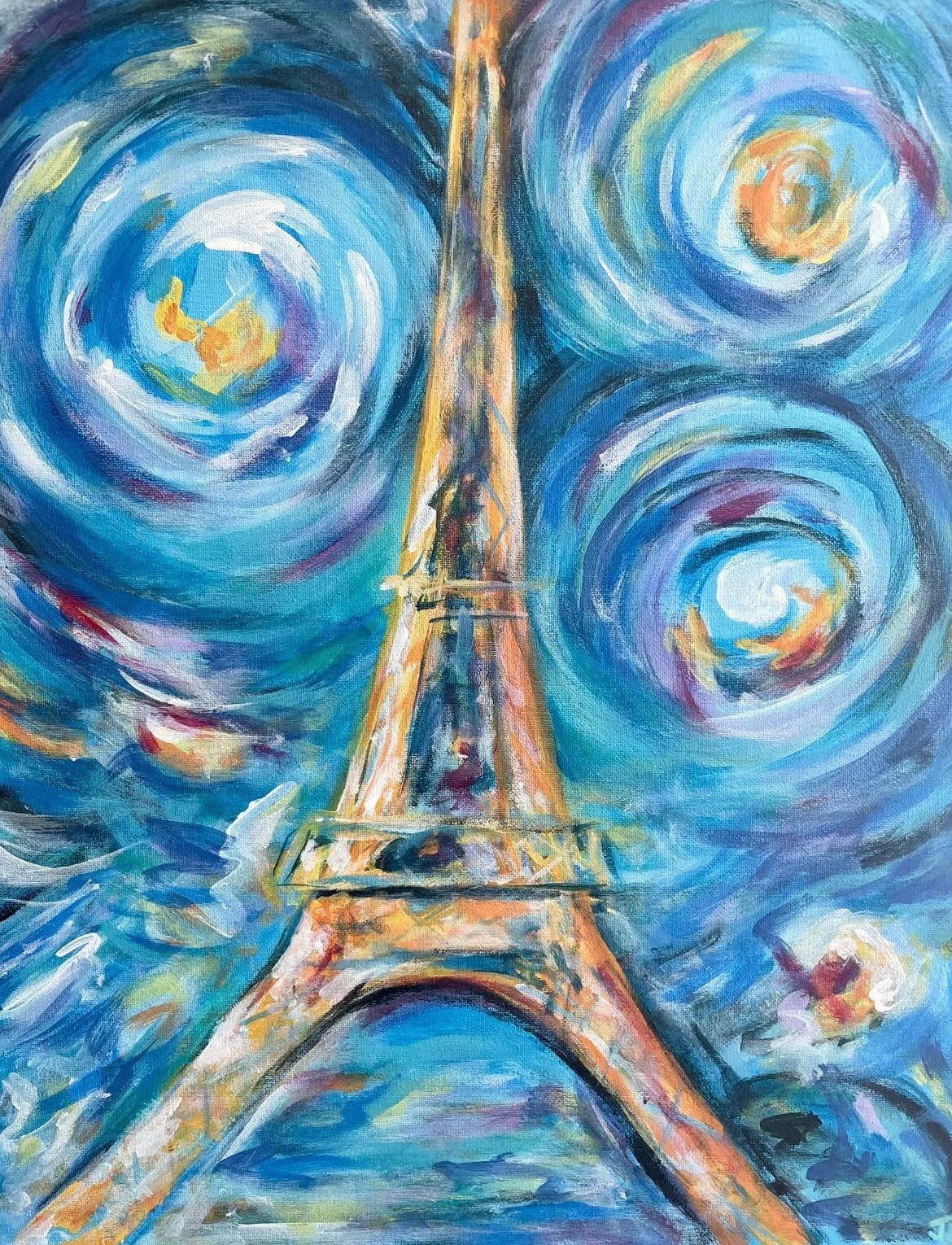 "Starry Night Eiffel Tower" Paint & Sip at Flight Bottle Shop