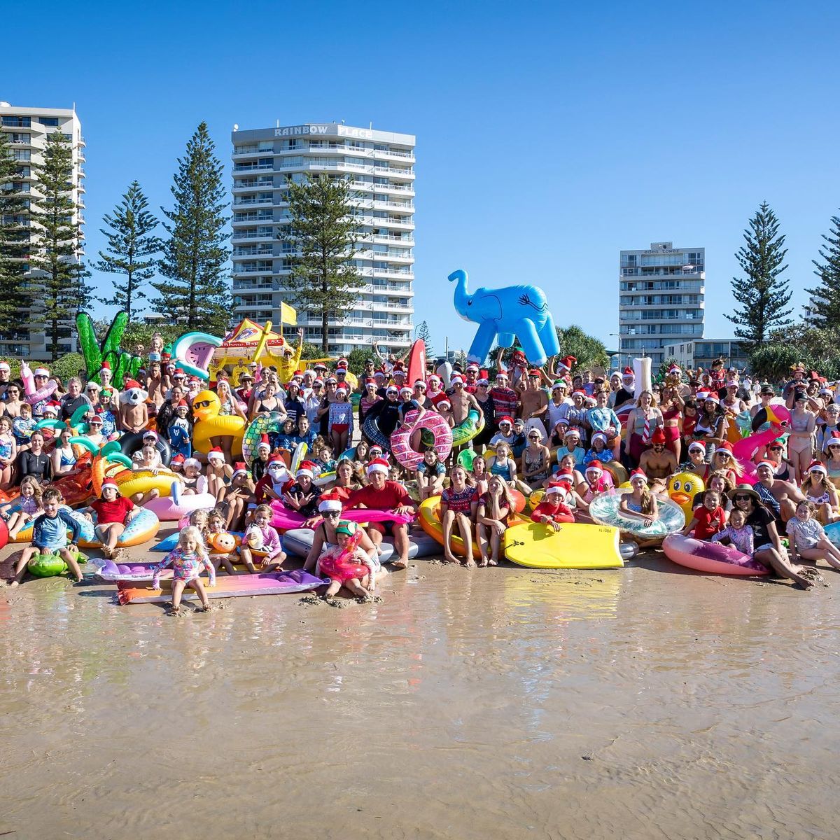 Annual Surfing Santas and Inflatable Toys at Rainbow Bay