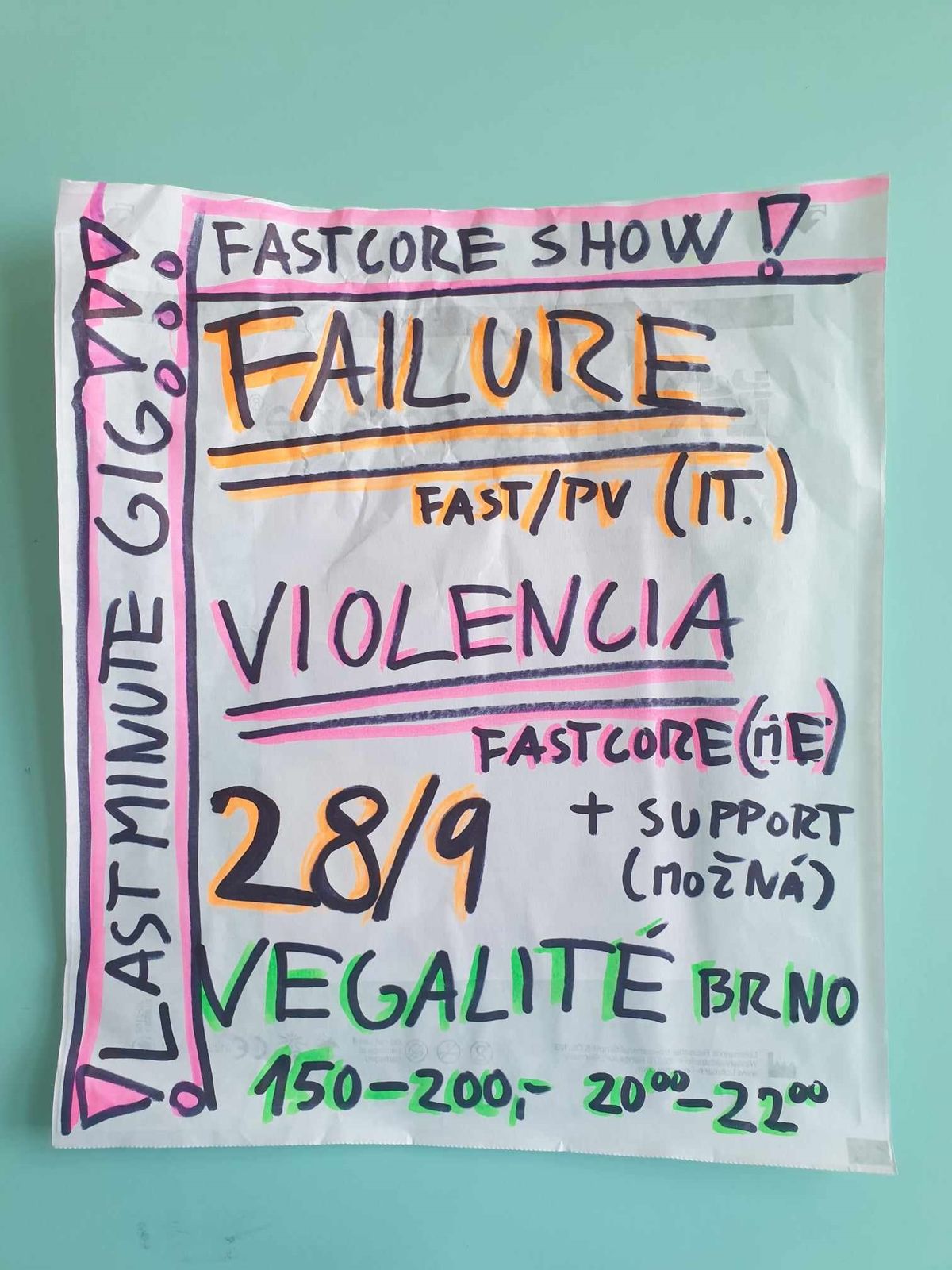 FAILURE (fastcore\/pv - IT) + VIOLENCIA (hardcore\/pv - MEX) @Vegalit\u00e9\/Brno